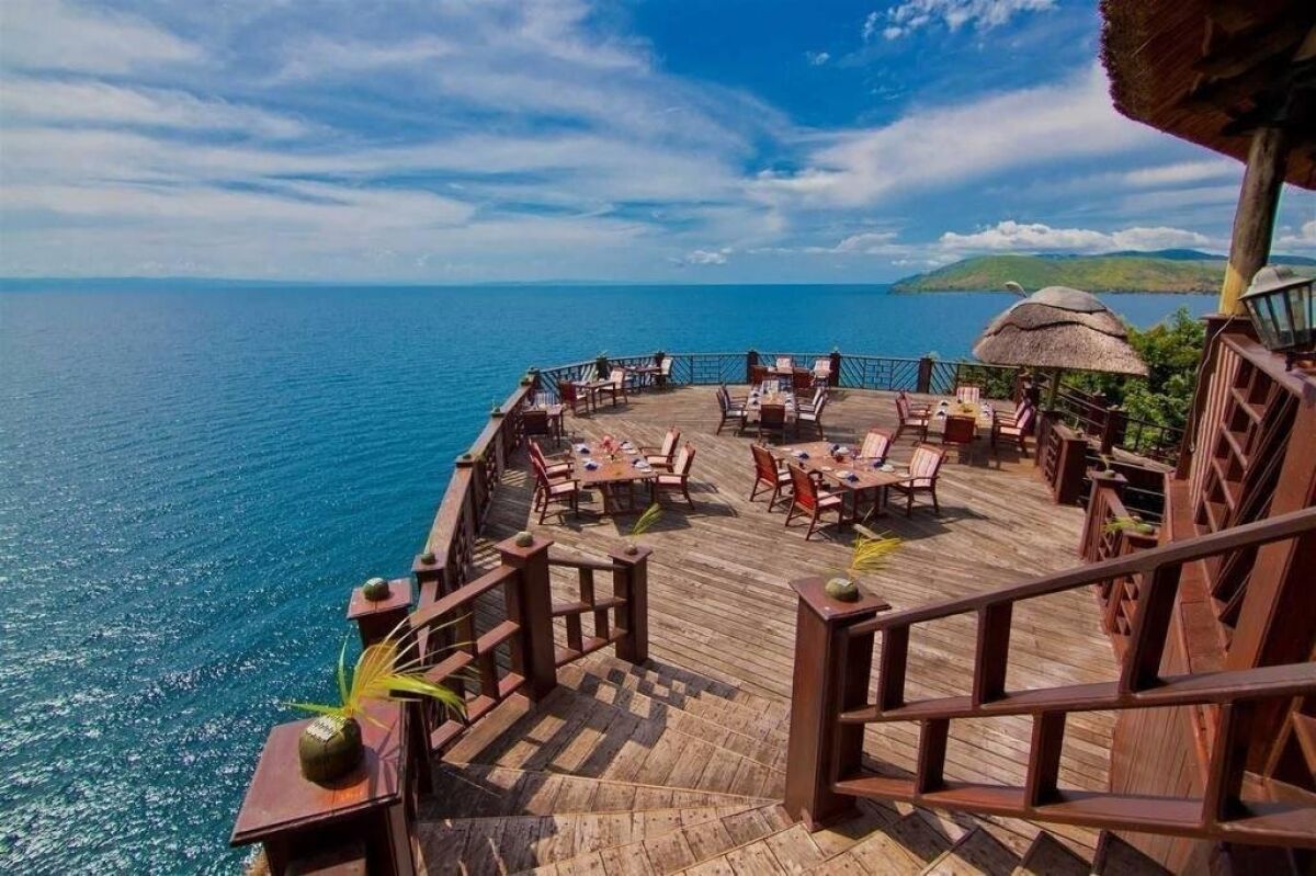 The terrace at the Kigoma Hilltop Hotel jets out over Lake Tanganyika, the second largest lake in the world. Courtesy photo