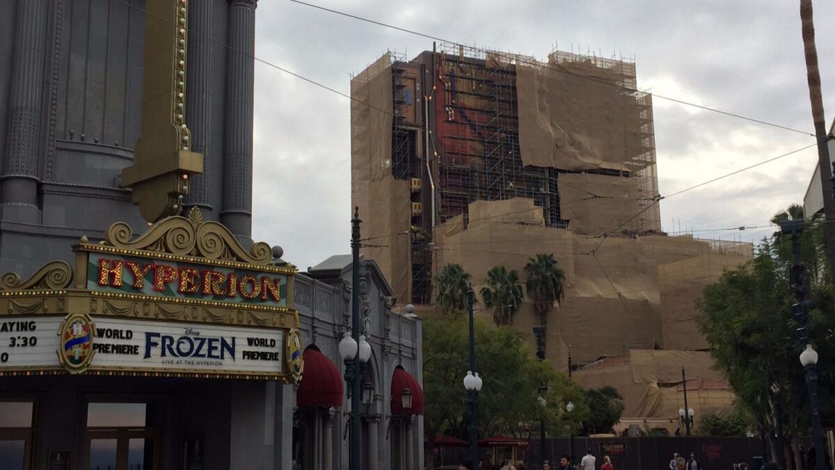A peek at the facade for Guardians of the Galaxy: Mission Breakout! from early February.