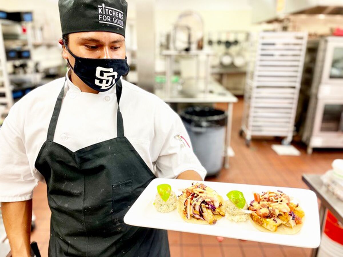 Pacific Beach resident Arturo Chavez showcases a dish he created through his Kitchens for Good apprenticeship.