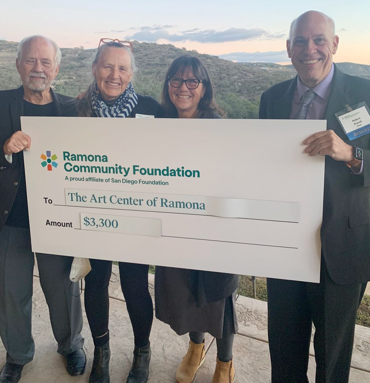 The Art Center of Ramona received a $3,300 grant from the Ramona Community Foundation.