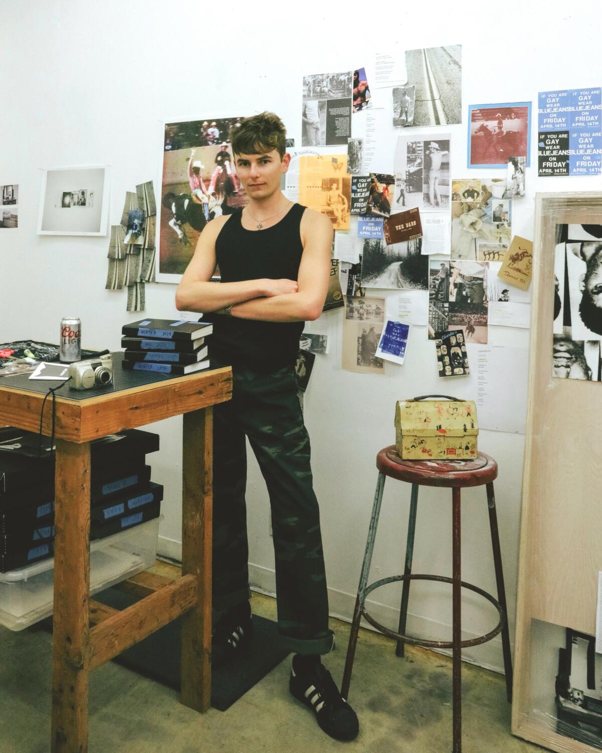 Multimedia artist Nathan Storey in his work studio surrounded by his inspirations.