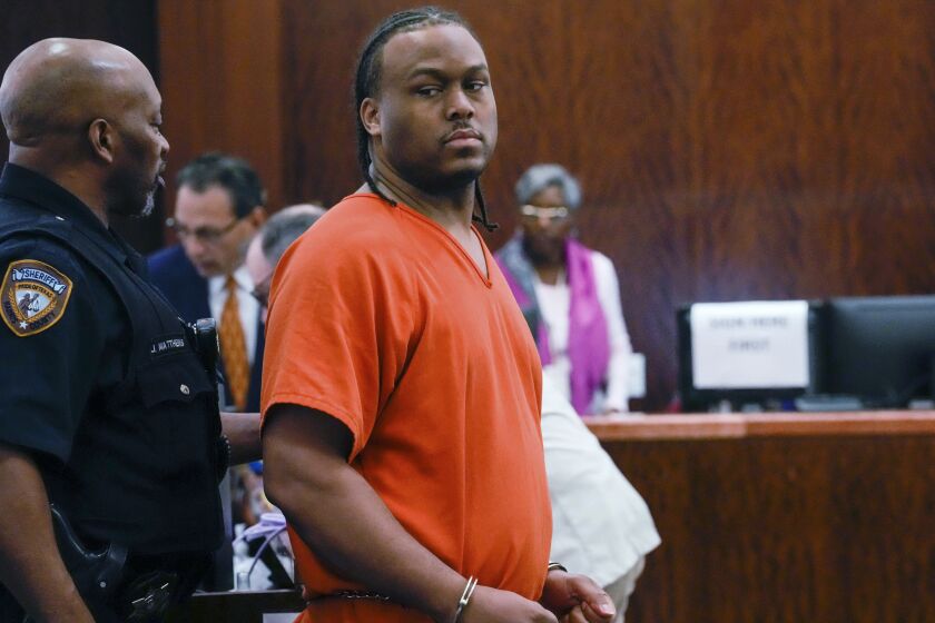 FILE - Patrick Xavier Clark, accused in the death of Migos rapper Takeoff in downtown Houston, makes his first appearance in court on Dec. 5, 2022 at the Criminal Courthouse in Houston. The man accused of fatally shooting Migos rapper Takeoff last year outside a Houston bowling alley has been indicted on a murder charge Thursday, May 25, 2023, according to court records. (Raquel Natalicchio/ /Houston Chronicle via AP, File)