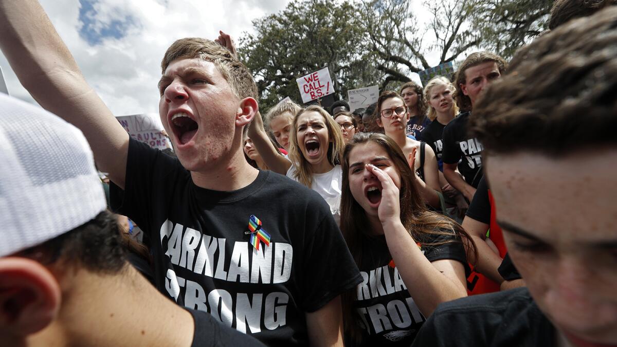 Students from Marjory Stoneman Douglas High School rally for gun control reform Feb. 21 in Tallahassee, Fla.