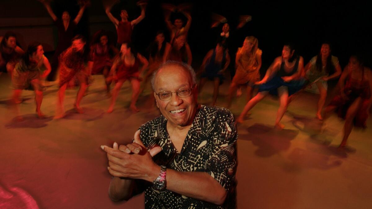 Choreographer/teacher Donald McKayle, photographed in 2010 with dancers from his UC Irvine Etude Ensemble, has died.