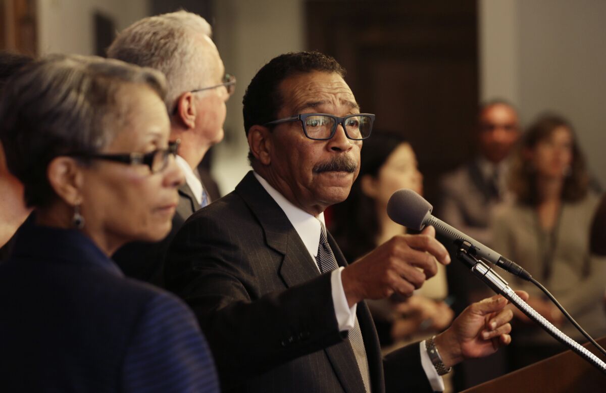 Los Angeles City Council President Herb Wesson appears at a news conference in May.