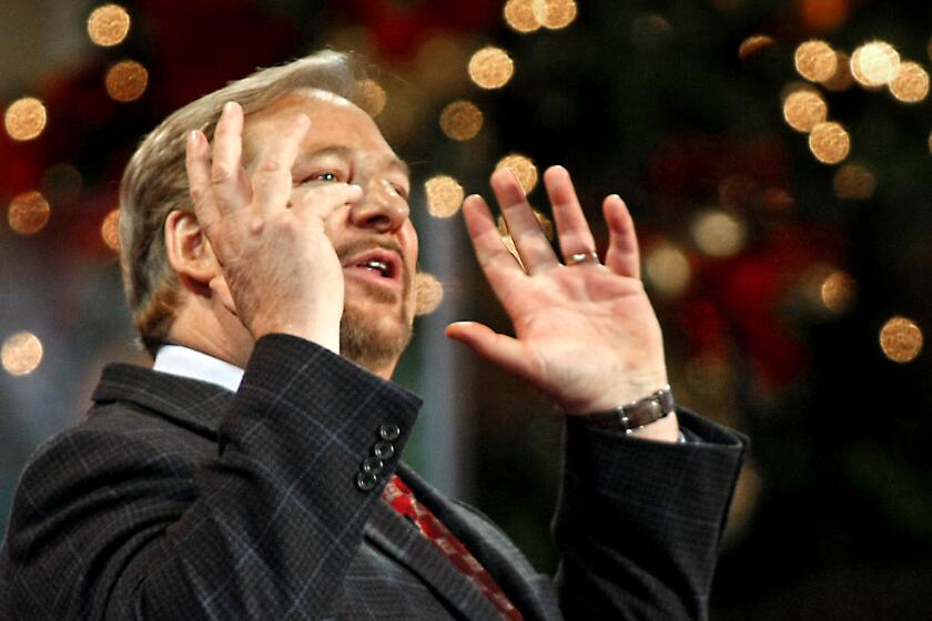 Rev. Rick Warren, pastor of Saddleback Church, leads Christmas Eve services at his church in Lake Forest, Calif. in  2008.