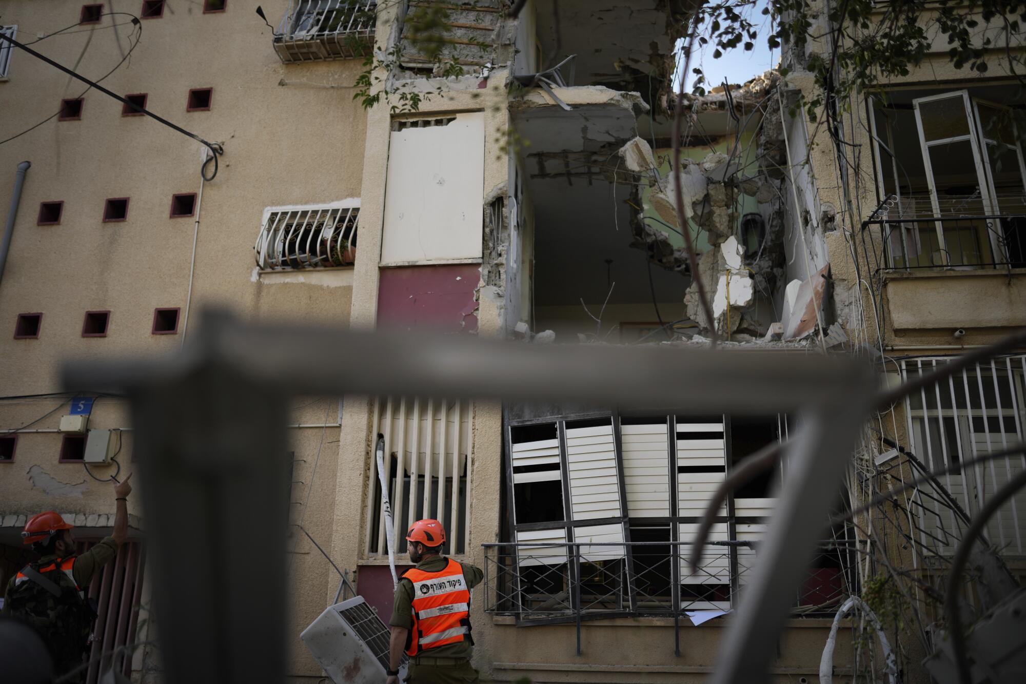 Building in Israel damaged by rocket fire from Gaza