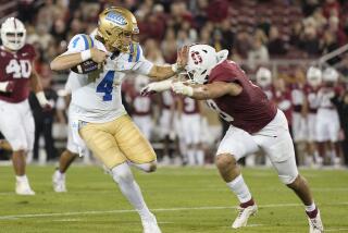 STANFORD, CALIFORNIA - OCTOBER 21: Ethan Garbers #4 of the UCLA Bruins.