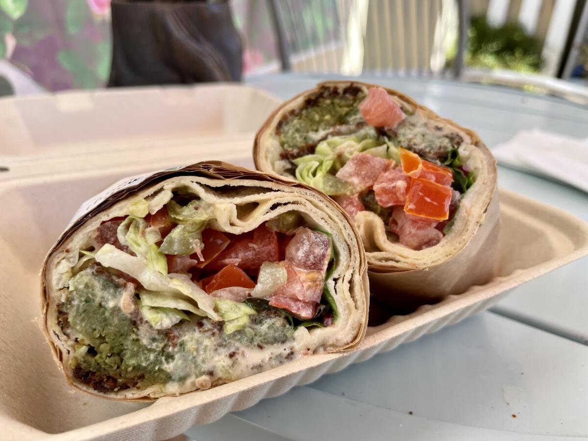 A falafel wrap from Kareem's in Anaheim.