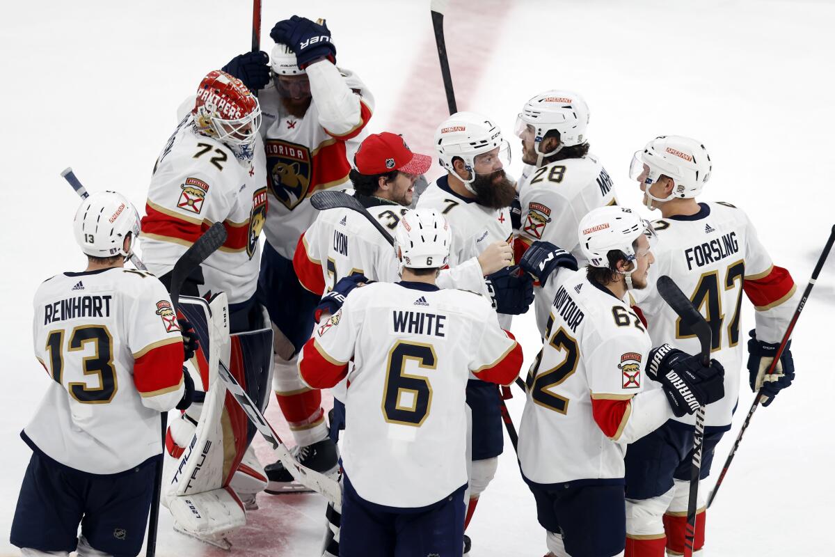 The Tampa Bay Lightning and Florida Panthers after a matchup in