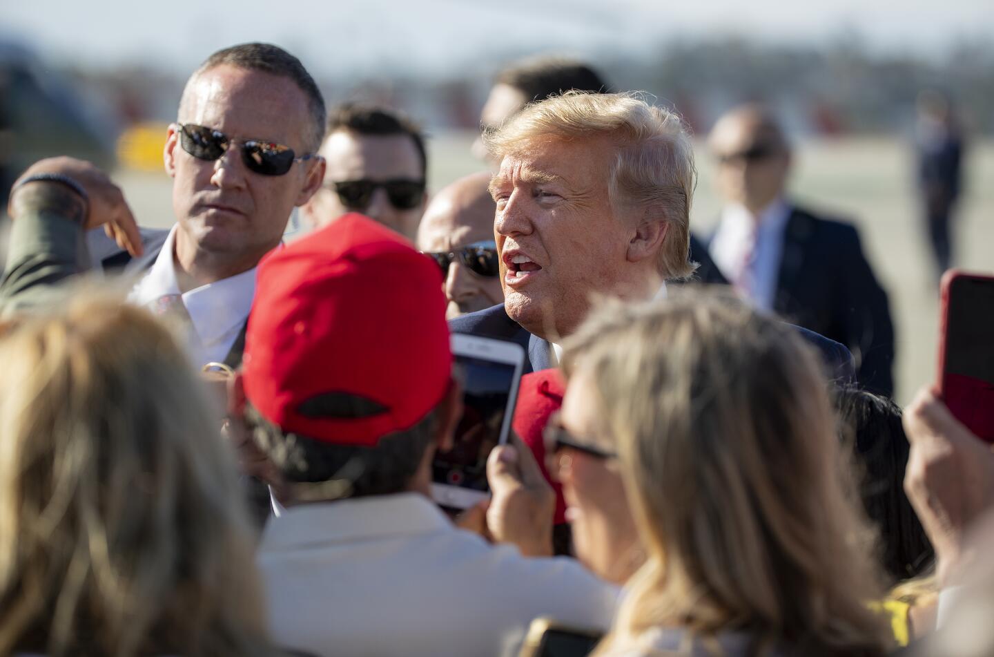 President Trump greets supporters at LAX.