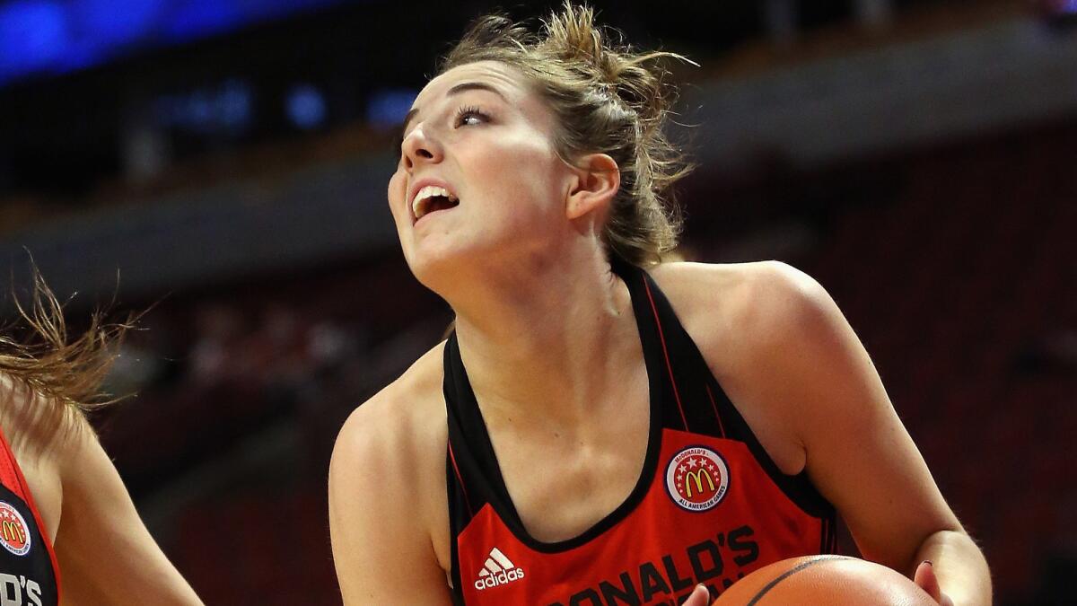 Mater Dei's Katie Lou Samuelson drives to the basket during the McDonald's All-American Game at the United Center in Chicago on Wednesday.