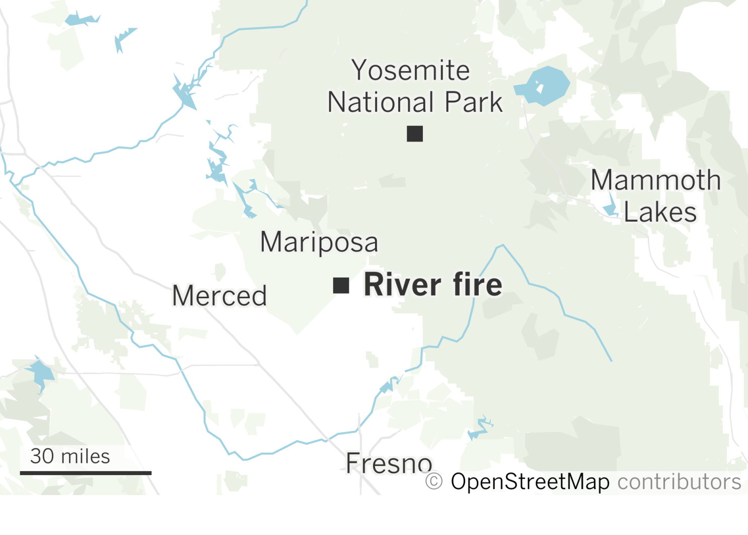 Fast Moving Fire Burning Toward Critical Route To Yosemite Los Angeles Times Map Of Wildfires Damage California 2022