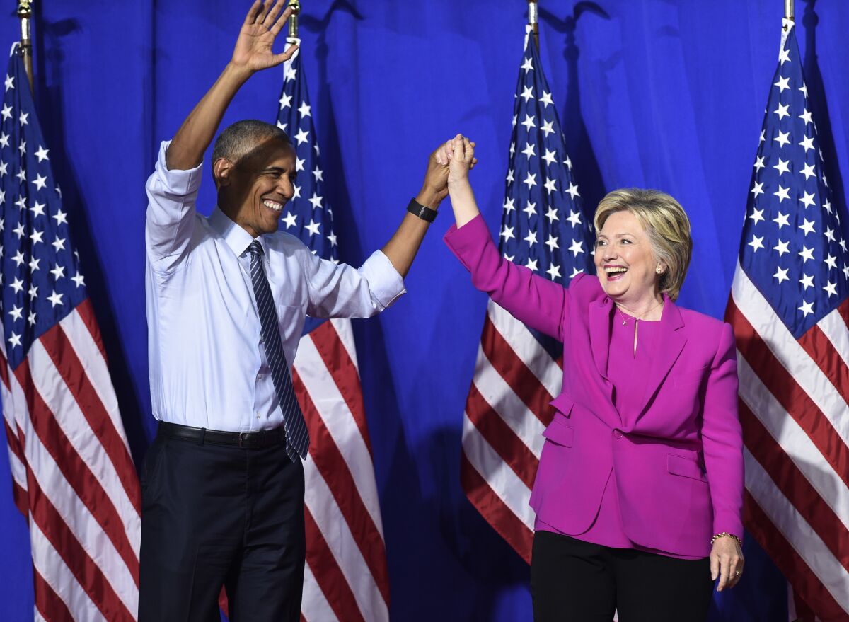 President Obama campaigns for the first time for Hillary Clinton in Charlotte, N.C., this month.