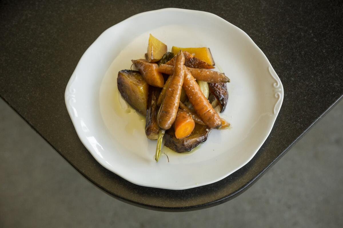 Coal-roasted vegetables with sea salt and olive oil.