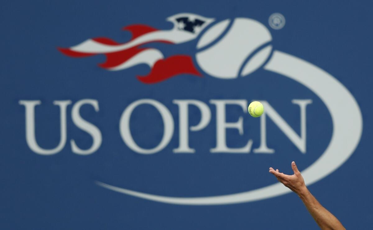 Philipp Kohlschreiber serves to John Millman in the third round of the 2017 U.S. Open.