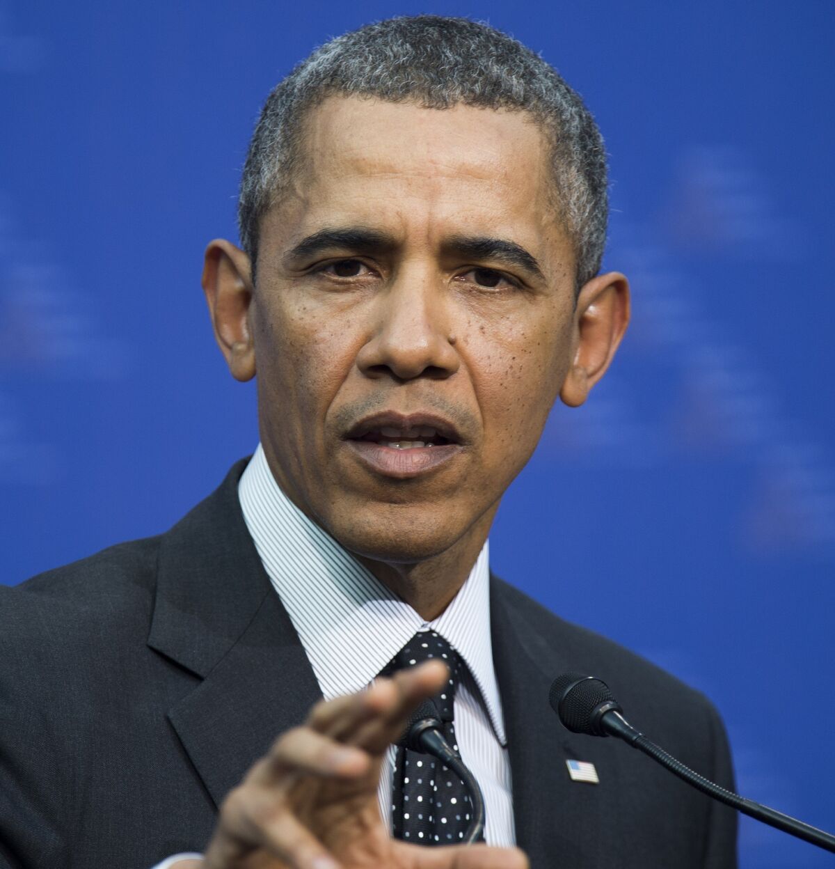 President Obama during a news conference in The Hague, Netherlands.