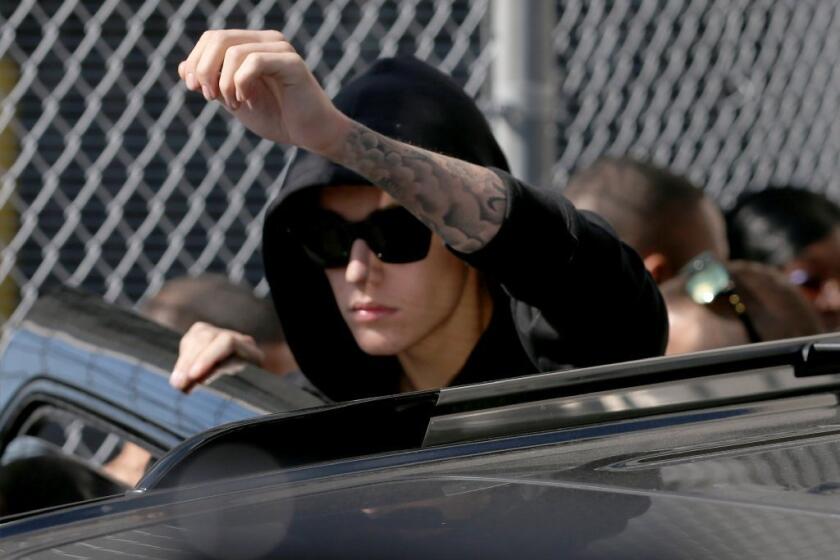 Justin Bieber leaves the Turner Guilford Knight Correctional Center in Miami on Thursday.