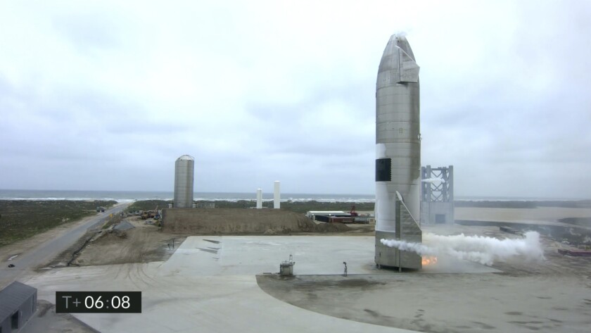 SpaceX's Starship after its return from a flight test in Boca Chica, Texas, on Wednesday.