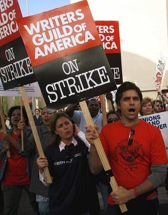 Maura Tierney and John Stamos of "ER" outside Warner Bros. Television Studios in Los Angeles