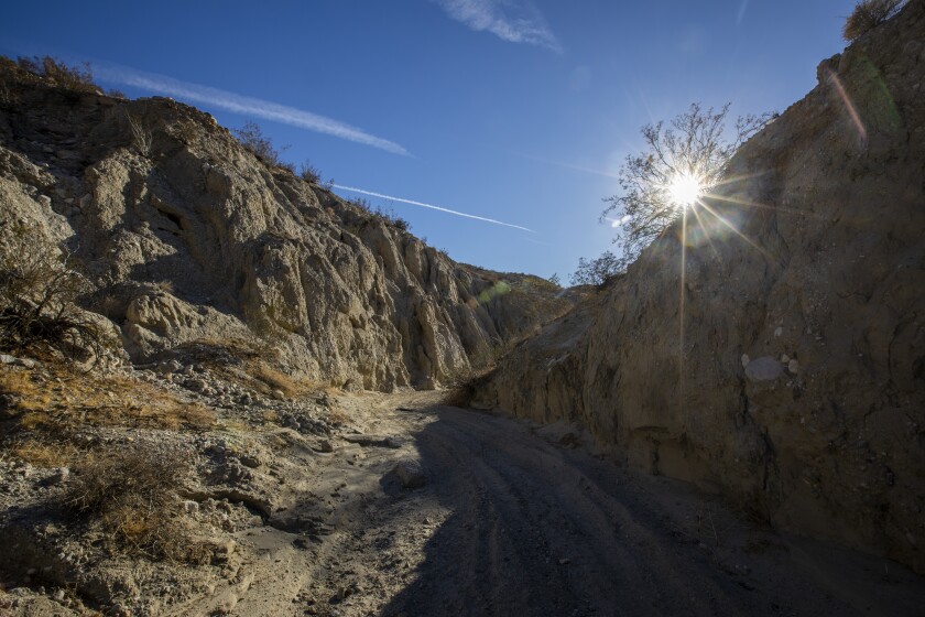 Desert Hot Springs, CA - February 23: A view of the hiking trails at Kim Nicol Trail on Tuesday, Feb. 23, 2021 in Desert Hot Springs, CA. (Allen J. Schaben / Los Angeles Times)