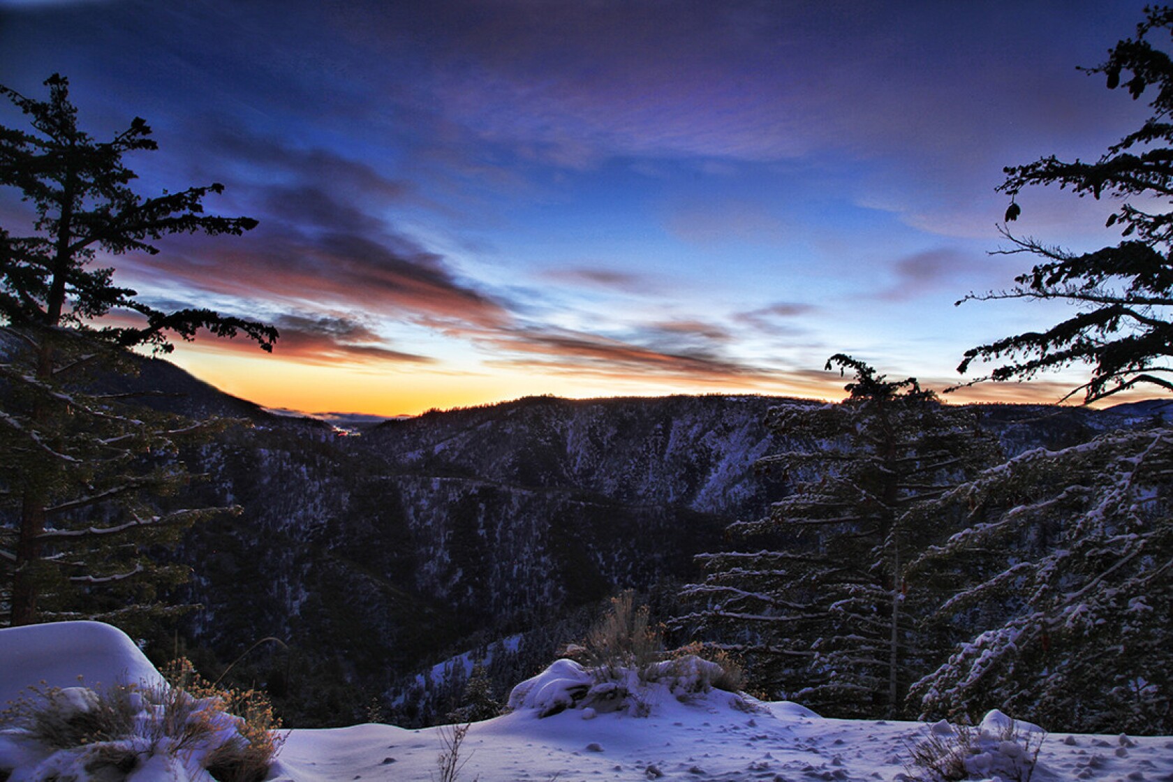 California Wintry Close Ups Of Sunrise And Snow In Big Bear