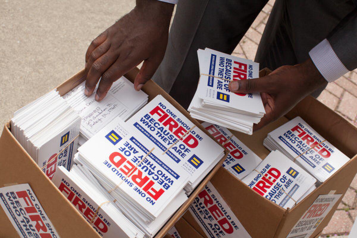 Literature handed out by the Human Rights Campaign at a news conference to show support for the Employment Non-Discrimination Act in Charlotte, N.C.