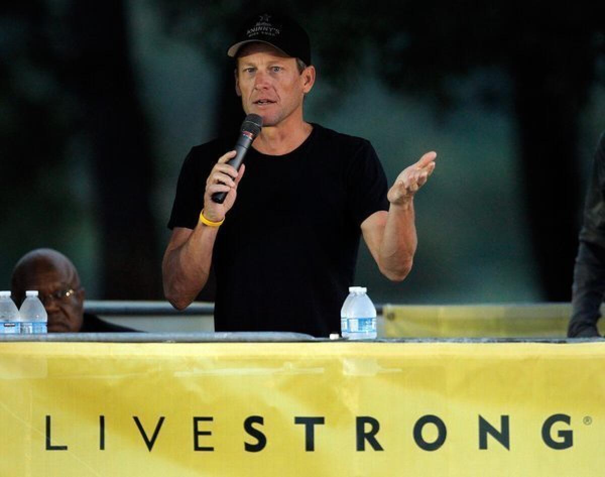 Lance Armstrong founded the Livestrong cancer foundation in 1997. Above, Armstrong addresses participants in a Livestrong cycling event in Austin, Texas, in October.