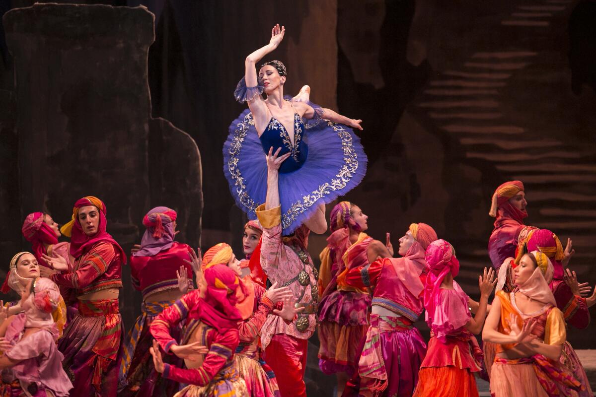 Viktoria Tereshkina dances the title role during the Mariinsky Ballet production of "Raymonda" on Thursday at the Segerstrom Cener for the Arts in Costa Mesa.