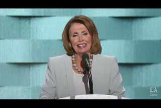 House Minority Leader Nancy Pelosi speaks at the Democratic National Convention