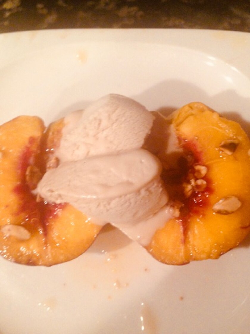 Grilled ginger peaches
