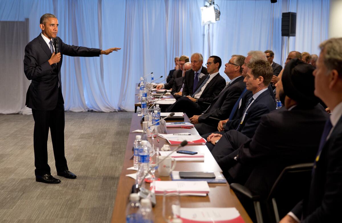 President Obama addresses the quarterly meeting of the Business Roundtable on Sept. 16 about the current state of the economy.