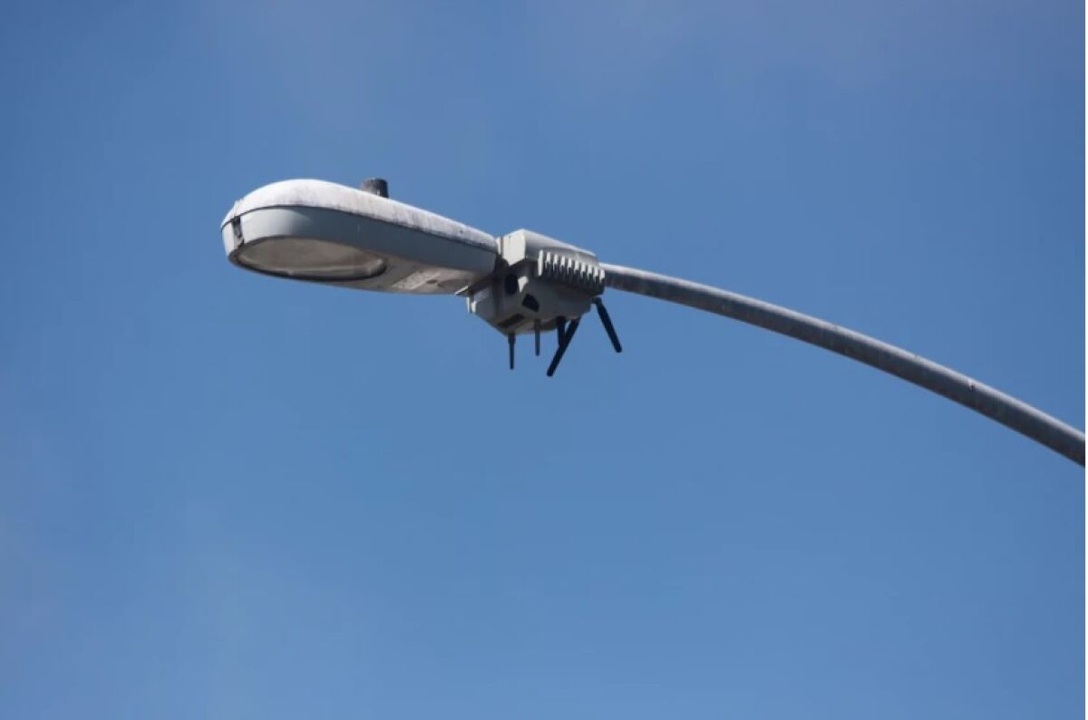 A streetlight camera is pictured in La Jolla in 2019.