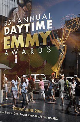 People stream past the Kodak Theatre on Hollywood Boulevard and a marquee announcing the 35th Annual Daytime Emmy Awards ceremony on Friday, June 20, 2008. Click here for the complete list of the 35th annual Daytime Emmy Award nominees.