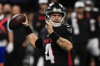 Atlanta Falcons quarterback Taylor Heinicke (4) works in the pocket against the Jacksonville Jaguars.