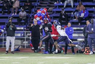 CJ McBean of Gardena Serra had a big night catching passes with nine receptions for 150 yards,