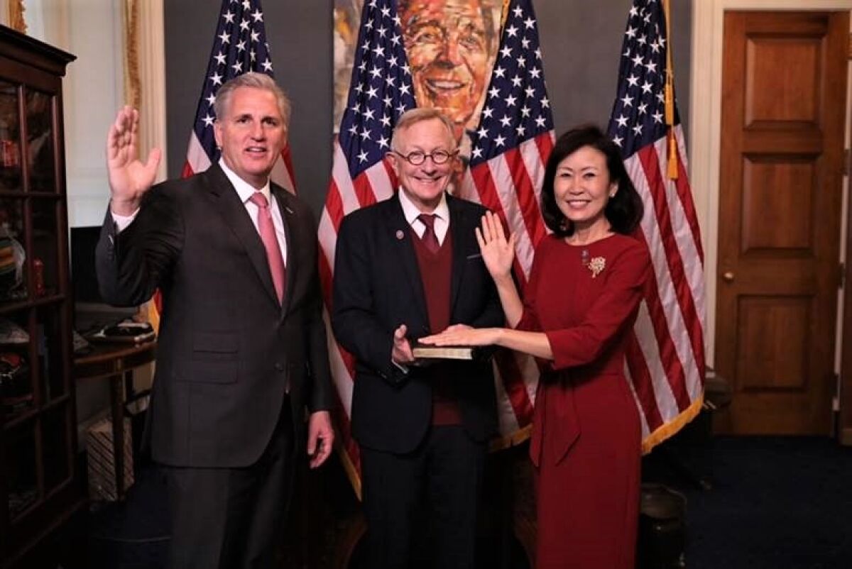 Former Orange County Board of Supervisors Chairwoman Michelle Steel in a Jan. 3 swearing-in ceremony in Washington, D.C.
