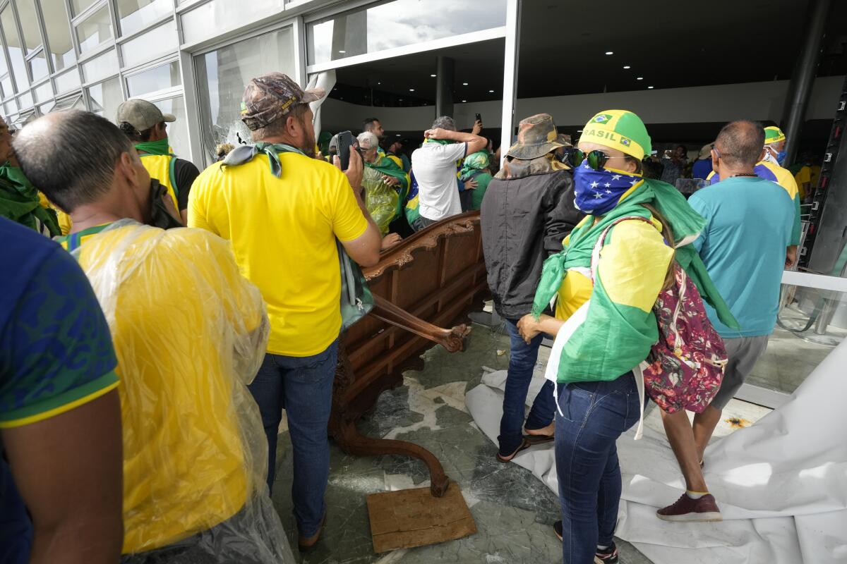Protesters inside Brazil's presidential palace.