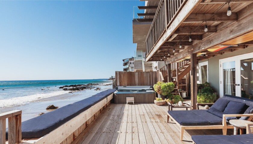 A deck overlooking the ocean 
