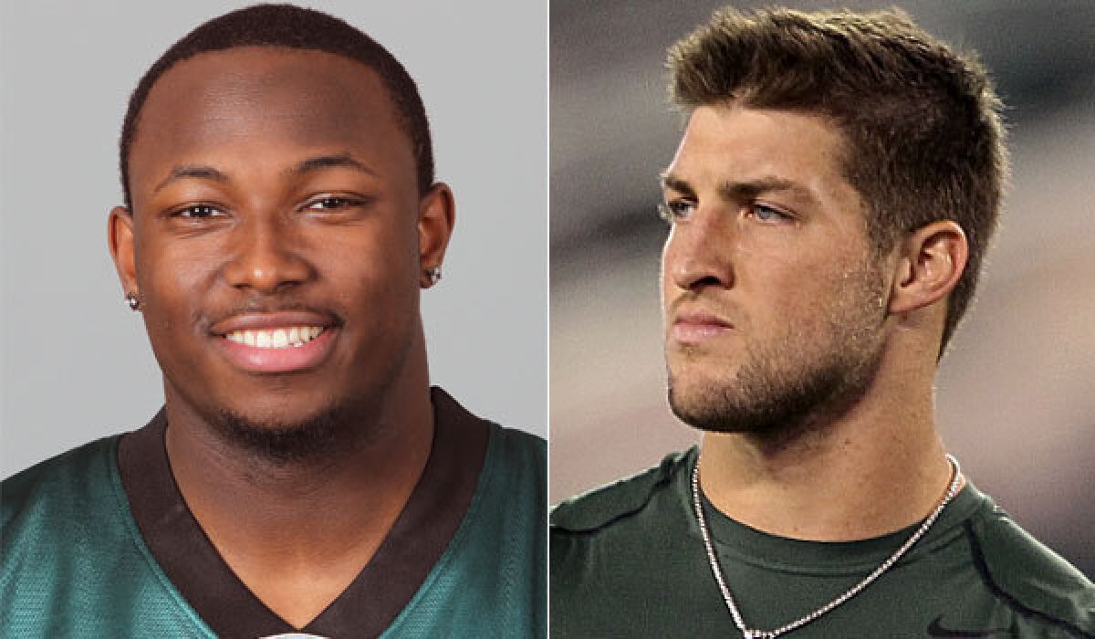 Philadelphia running back LeSean McCoy, left, apparently doesn't think Tim Tebow was much of an NFL quarterback.