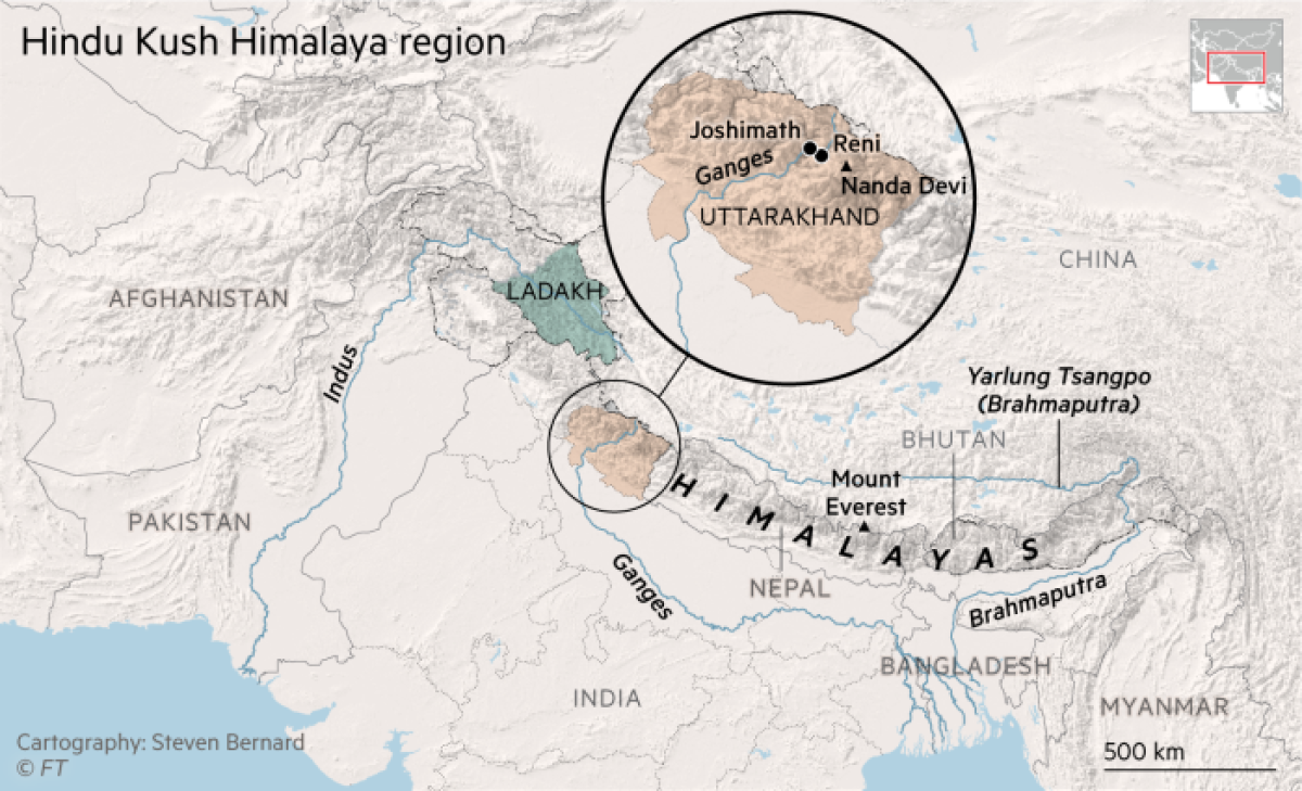 A map of Hindu Kush Himalaya region