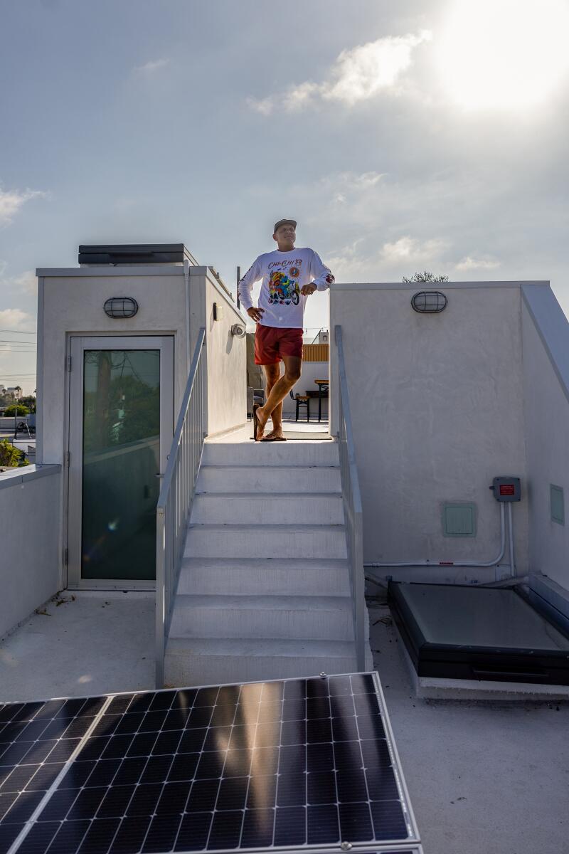 Attorney Henry Schober III enjoys some time on his roof top deck of his two-bedroom ADU.