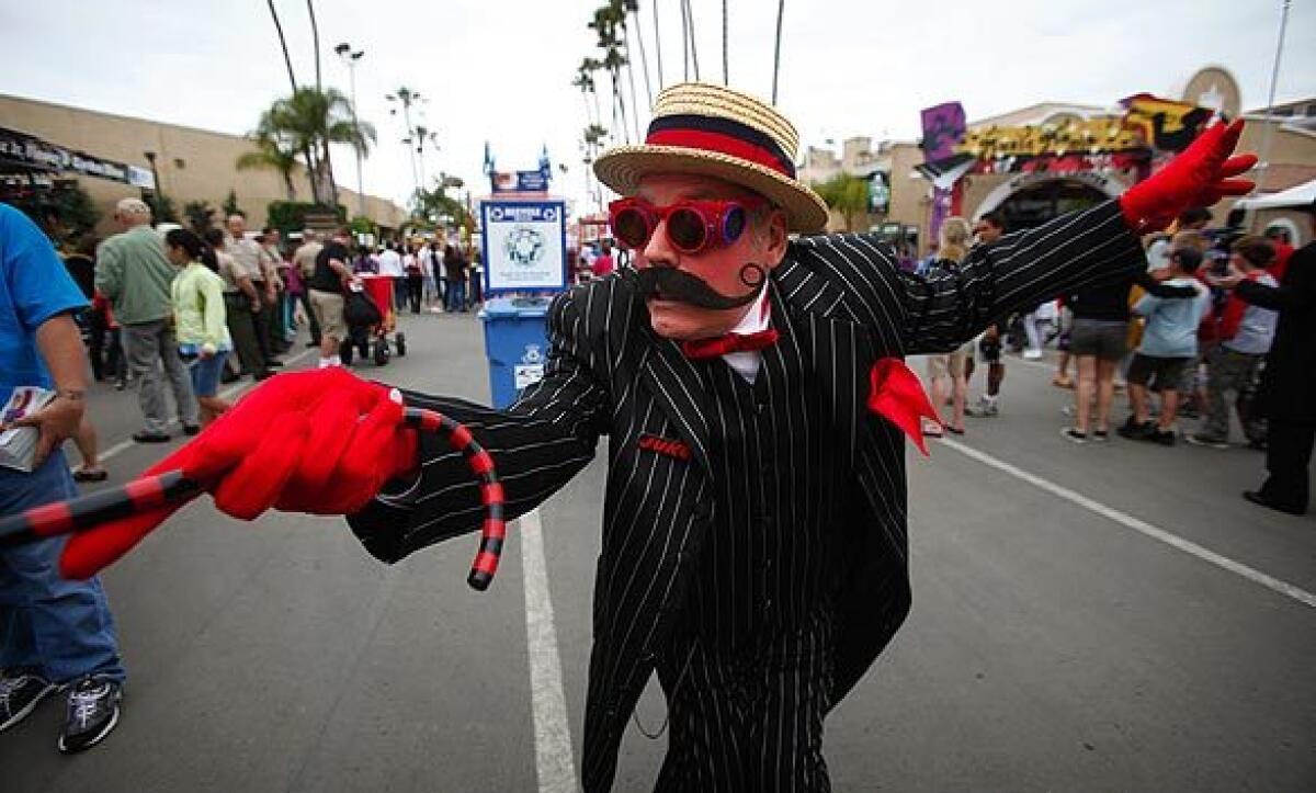 Performer Jerry Hager entertains guests at the San Diego County Fair.