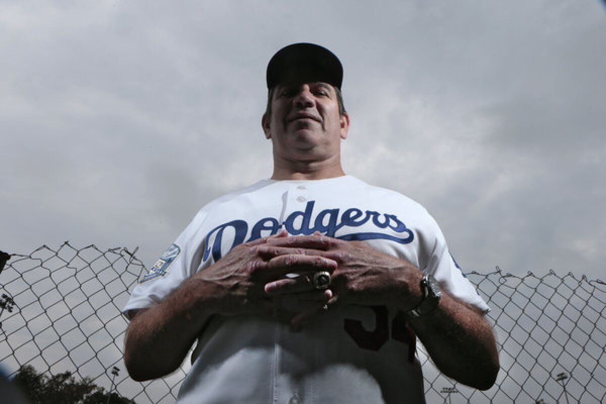 SANTA MONICA, CA, SUNDAY, JULY 21, 2013 - Former LA Dodgers pitcher Tim Leary was a starter for the championship team in 1988. He was a college pitching coach, and is now privately tutoring young baseball players. (Robert Gauthier/Los Angeles Times)