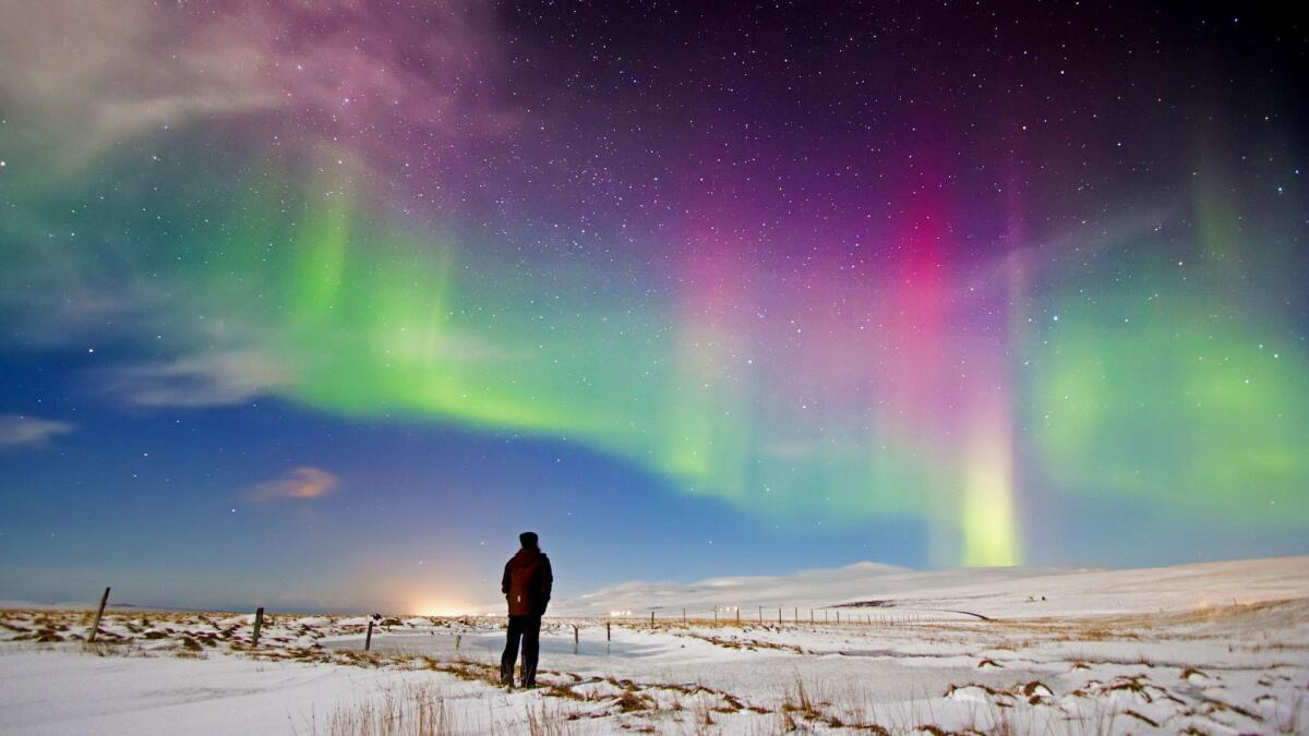 A glimpse of the northern lights in Iceland, which display through mid-April.