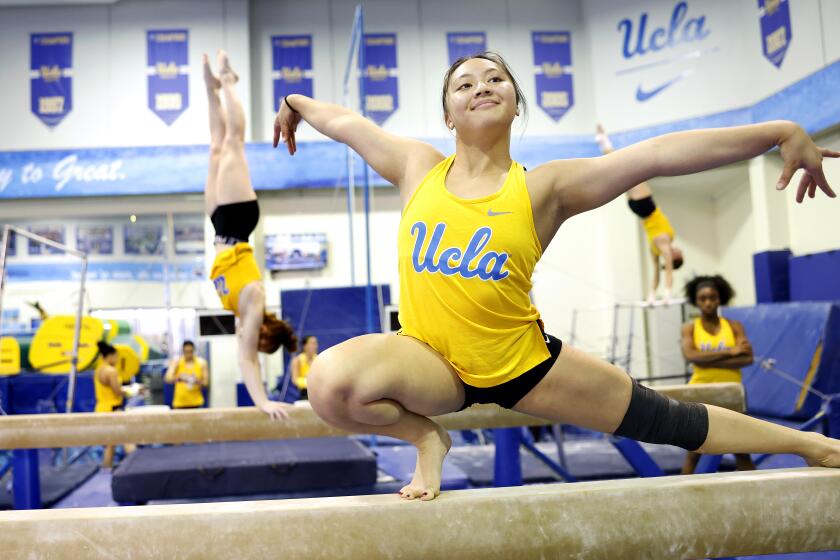 LOS ANGELES-CA-JANUARY 29, 2024: UCLA junior gymnast Emma Malabuyo.