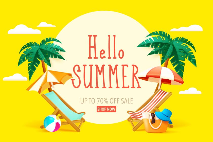 hello summer, beach chairs, palm trees