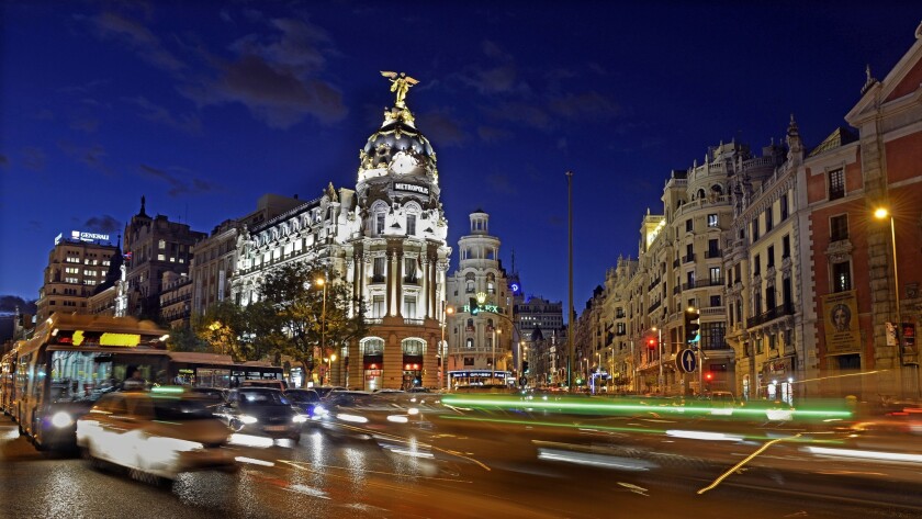 From the Gran Via in Madrid. You can fly to the Spanish capital on Aeroflot for $685 this fall and winter.