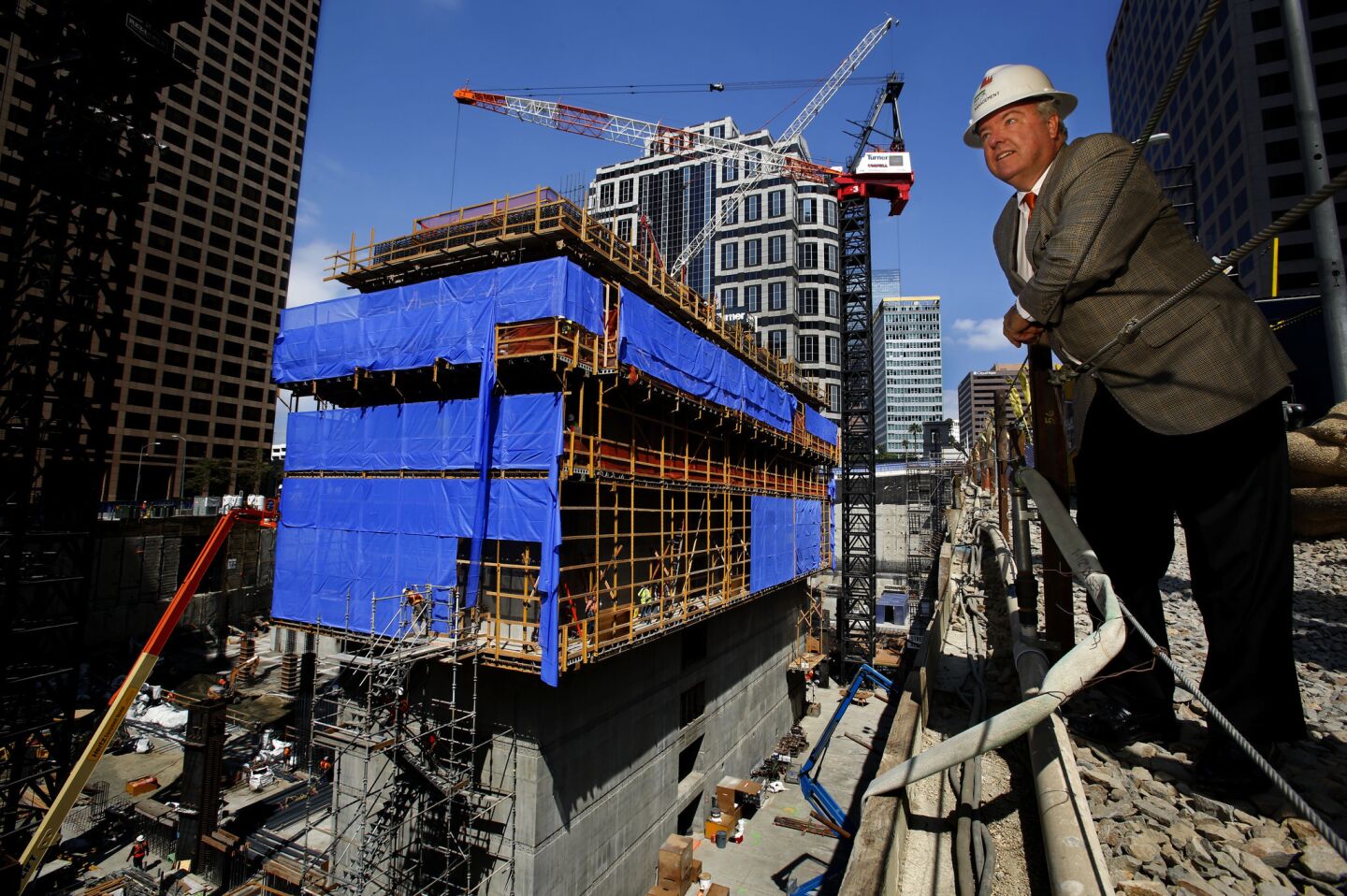 Chris Martin, chairman and CEO of Martin Project Management, at the Wilshire Grand tower site in downtown Los Angeles. Martin's firm is overseeing the construction.