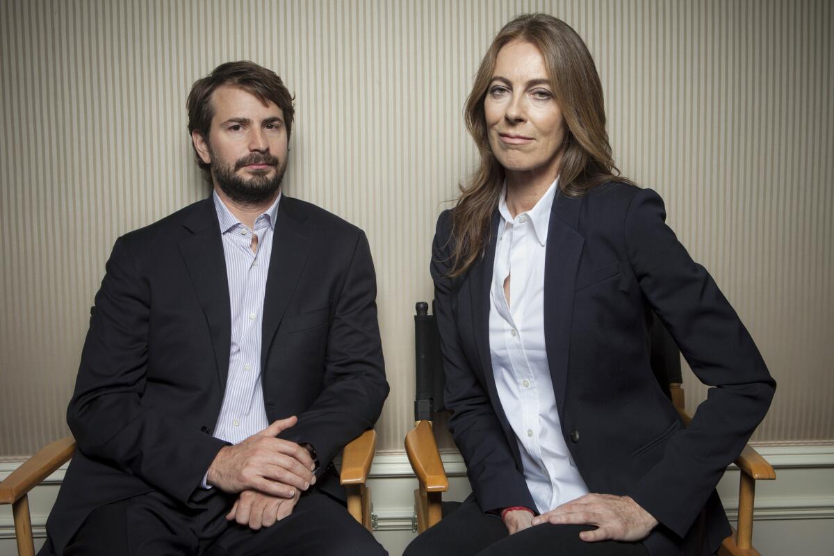 Mark Boal, left, screenwriter and co-producer of the film "Zero Dark Thirty, " and the film's director and co-producer Kathryn Bigelow.